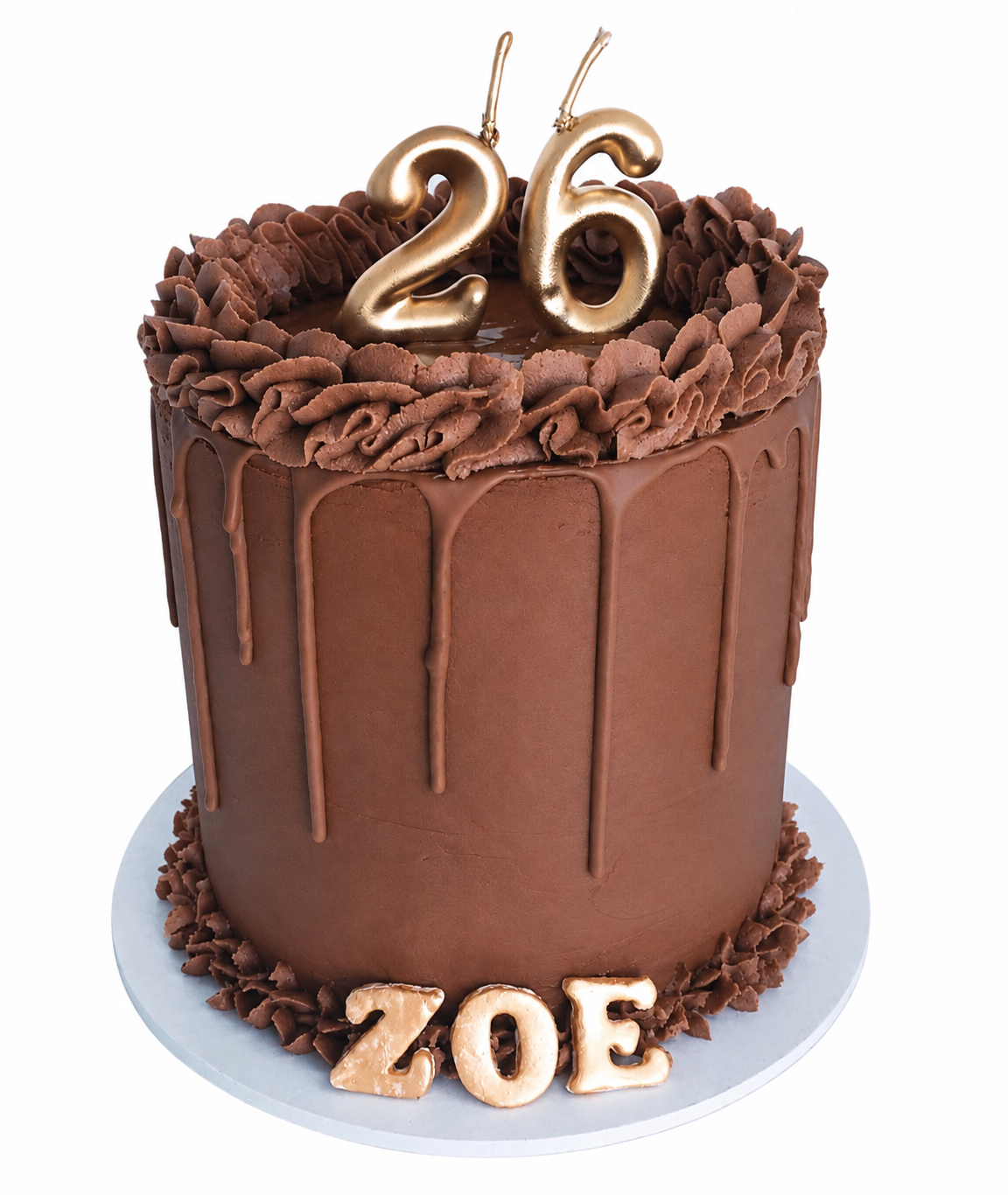 Chocolate drip cake with a glossy ganache drip