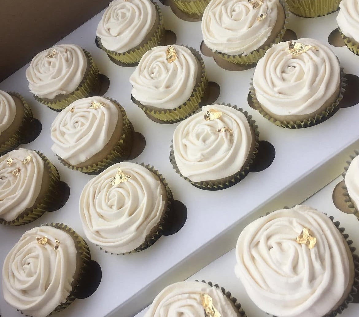 Freshly baked custom decorated cupcakes